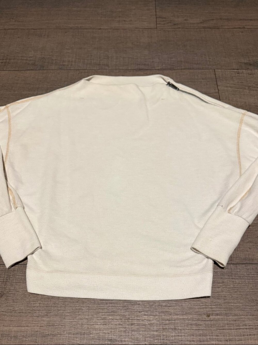 We The Free Cream Knit Sweater Shoulder Zip Women's S